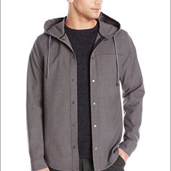 VINCE Heather Grey Hooded Snapfront JACKET (Mens)